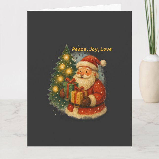 “Retro Christmas Greeting Card – Santa with Gifts” Karte (Vorderseite)