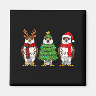 Retro Christmas Hawk Santa Reindeer Magnet