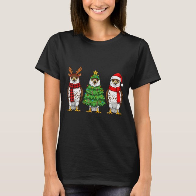 Retro Christmas Hawk Santa Reindeer  T-Shirt (Vorderseite)