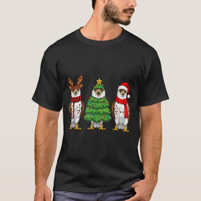 Retro Christmas Hawk Santa Reindeer  T-Shirt (Vorderseite)
