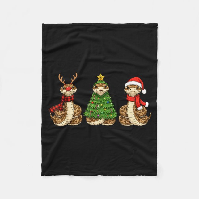 Retro Christmas Hognose Snake Santa Reindeer  Fleecedecke (Vorderseite)
