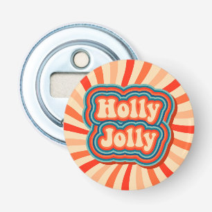 Retro Christmas Holidays Holly Jolly Typografie Flaschenöffner
