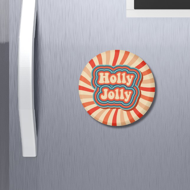 Retro Christmas Holidays Holly Jolly Typografie Magnet (Von Creator hochgeladen)