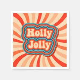 Retro Christmas Holidays Holly Jolly Typografie Serviette