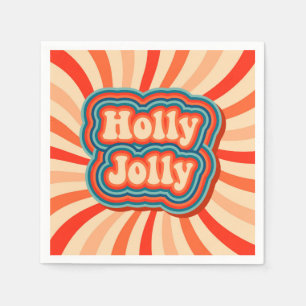 Retro Christmas Holidays Holly Jolly Typografie Serviette