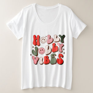 Retro Christmas Holly Jolly Vibes Trendy Holidays Große Größe T-Shirt