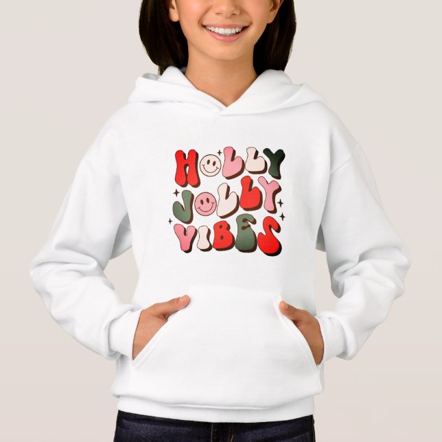 Retro Christmas Holly Jolly Vibes Trendy Holidays Hoodie (Vorderseite)