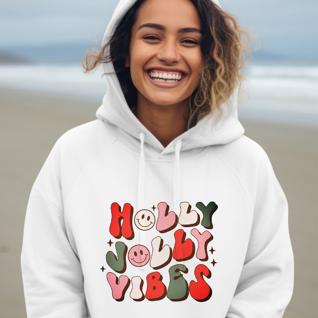 Retro Christmas Holly Jolly Vibes Trendy Holidays Hoodie (Von Creator hochgeladen)