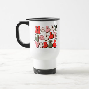 Retro Christmas Holly Jolly Vibes Trendy Holidays Reisebecher