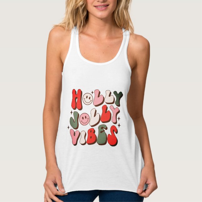 Retro Christmas Holly Jolly Vibes Trendy Holidays Tank Top (Vorderseite)