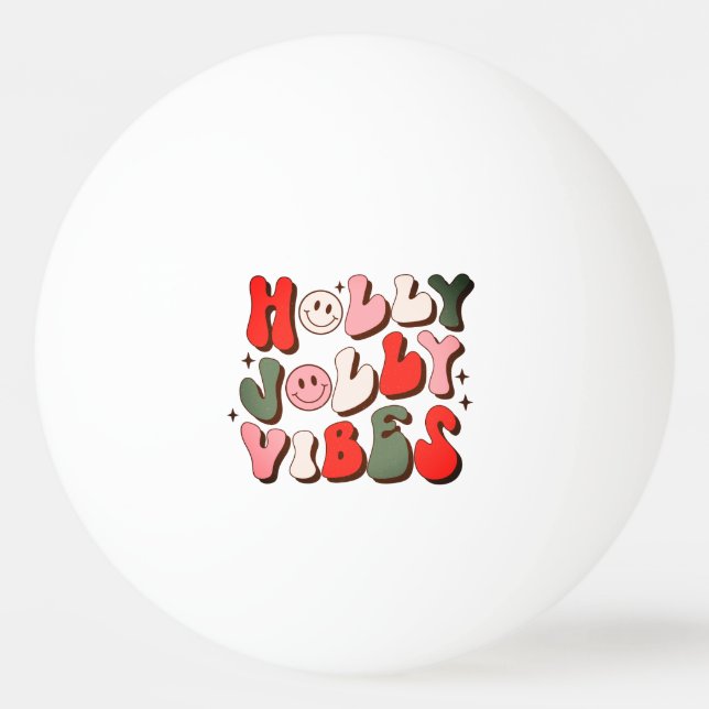 Retro Christmas Holly Jolly Vibes Trendy Holidays Tischtennisball (Vorderseite)