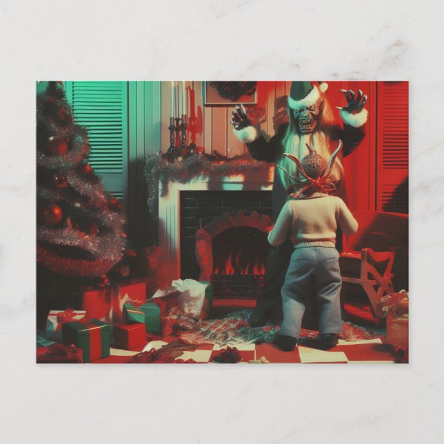 Retro Christmas Horror Postkarte (Vorderseite)