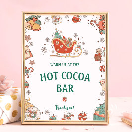 Retro Christmas Hot Cocoa Bar Sign Poster