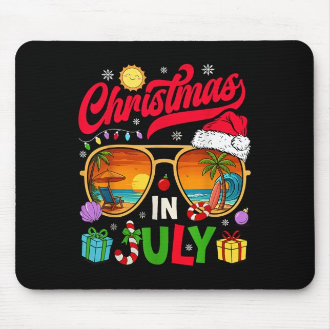 Retro Christmas In July Sungles Beach Summer Hawai Mousepad (Vorne)