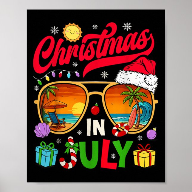 Retro Christmas In July Sungles Beach Summer Hawai Poster (Vorne)