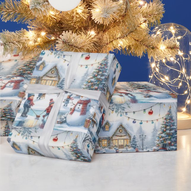 Retro Christmas Kids Skaten Gift Wrapping Paper Geschenkpapier (Feiertage)