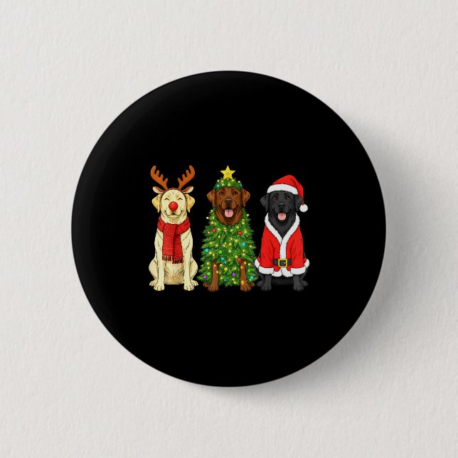 Retro Christmas Labrador Retriever Santa Reindeer  Button (Vorderseite)