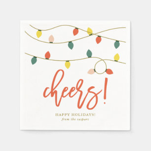Retro Christmas Lights Holiday Serviette