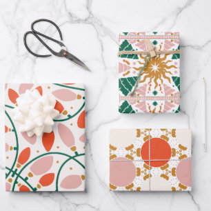 Retro Christmas Lights Tree Ornament Holiday Geschenkpapier Set