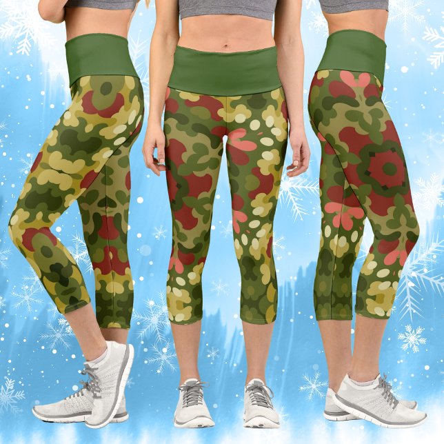 Retro Christmas Mandala Capri Leggings (Von Creator hochgeladen)