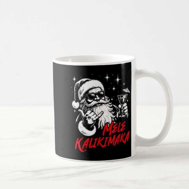 Retro Christmas Mele Kalikimaka Santa Shaka Hawaii Kaffeetasse (Rechts)
