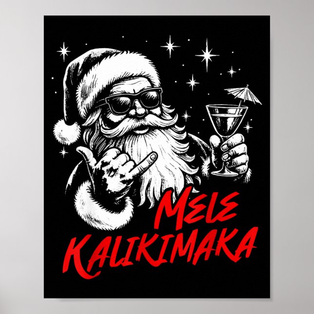 Retro Christmas Mele Kalikimaka Santa Shaka Hawaii Poster (Vorne)