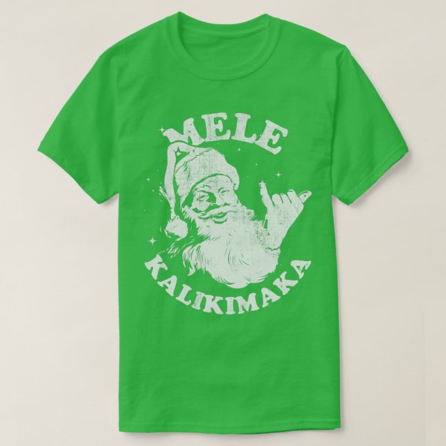 Retro Christmas Mele Kalikimaka Santa Shaka Hawaii T-Shirt (Design vorne)