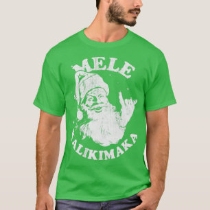 Retro Christmas Mele Kalikimaka Santa Shaka Hawaii T-Shirt