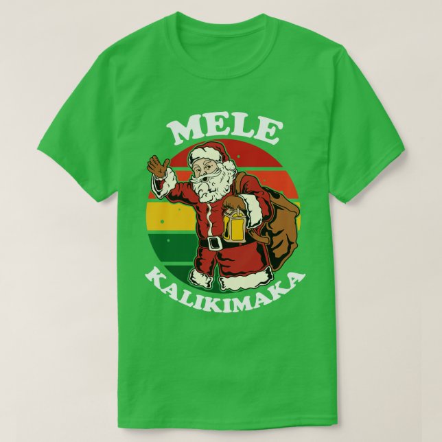 Retro Christmas Mele Kalikimaka Santa Shaka Hawaii T-Shirt (Design vorne)