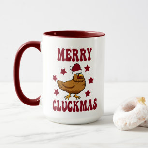 Retro Christmas Merry Cluckmas Funny Chicken Tasse