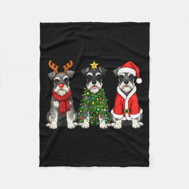 Retro Christmas Miniature Schnauzer Santa Reindeer Fleecedecke (Vorderseite)