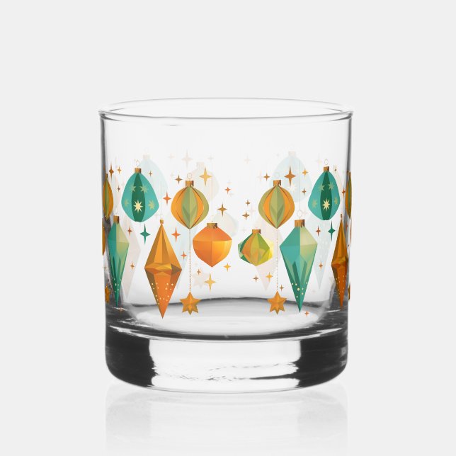 Retro Christmas Mitte des Jahrhunderts Moderne Whiskyglas (Vorderseite)