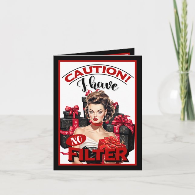 Retro Christmas No Filter Pinup Dankeskarte (Vorderseite)