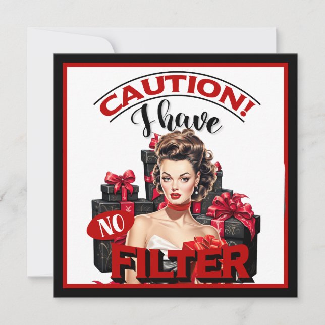 Retro Christmas No Filter Pinup Feiertagskarte (Vorderseite)