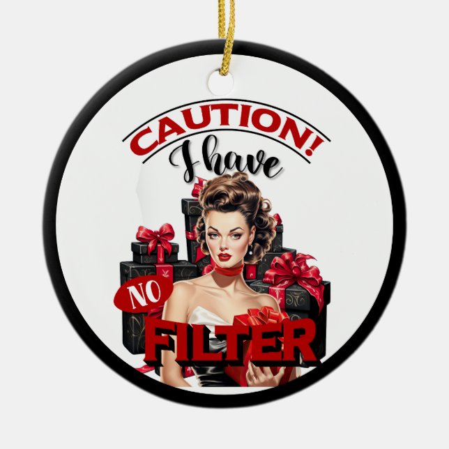 Retro Christmas No Filter Pinup Keramik Ornament (Vorne)