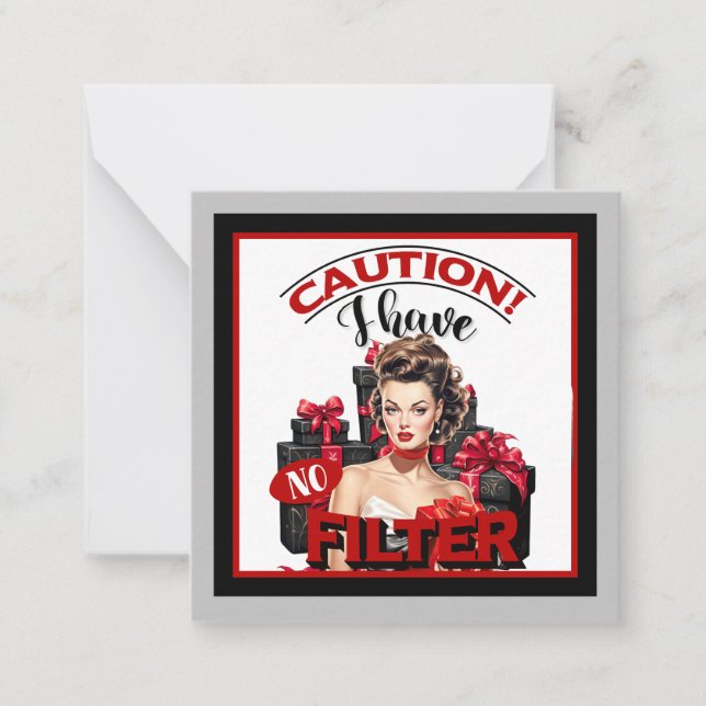 Retro Christmas No Filter Pinup Mitteilungskarte (Vorderseite)