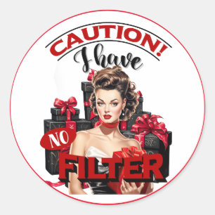 Retro Christmas No Filter Pinup Runder Aufkleber