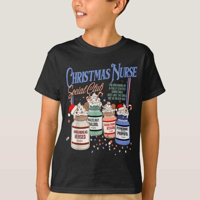 Retro Christmas Nurse Social Icu Nurse Profol Xmas T-Shirt (Vorderseite)