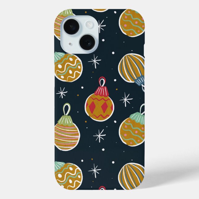 Retro Christmas Ornament Pattern Phone Case (Rückseite)