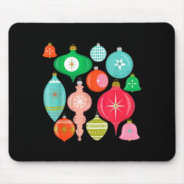 Retro Christmas Ornaments Mid Century Modern  Mousepad (Vorne)