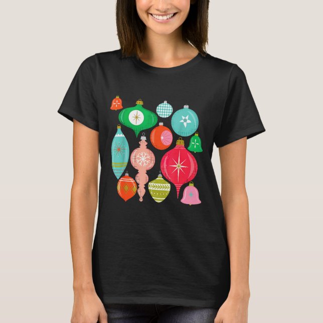 Retro Christmas Ornaments Mid Century Modern  T-Shirt (Vorderseite)