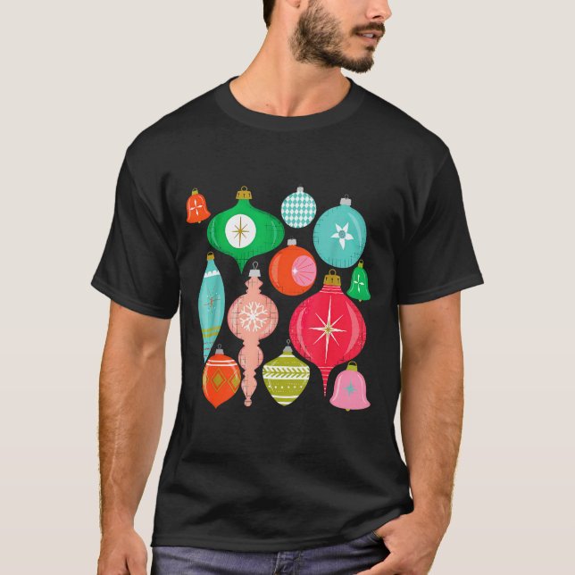 Retro Christmas Ornaments Mid Century Modern  T-Shirt (Vorderseite)