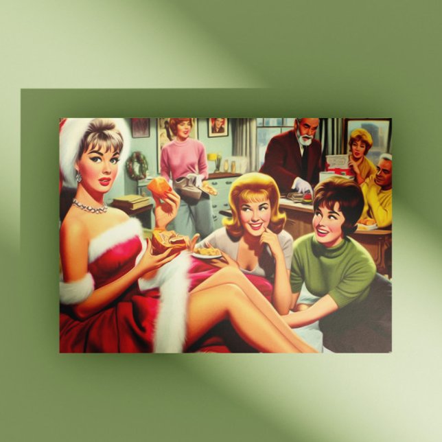 Retro Christmas Party Postkarte (Von Creator hochgeladen)