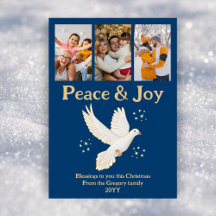 Retro Christmas Peace Joy Watercolor Dove Foto