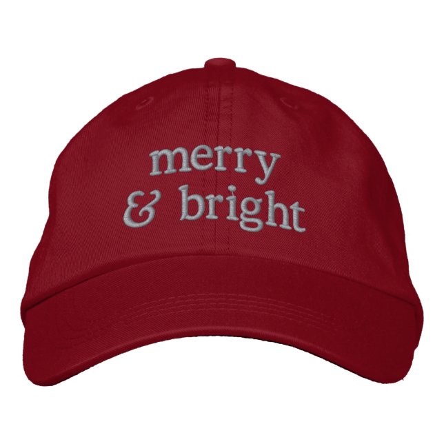Retro Christmas Pink Red Merry Bright Custom Chic Bestickte Baseballkappe (Vorderseite)