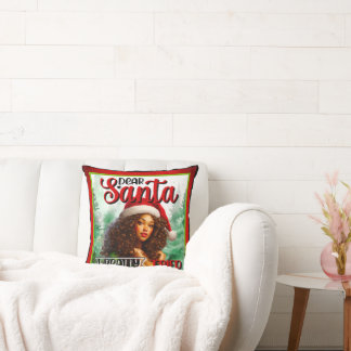 Retro Christmas Pinup Santa I versucht Kissen