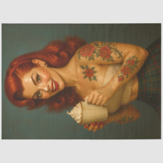 Retro Christmas Pinup with Cocoa – Festive Holiday Seidenpapier