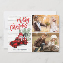 Retro Christmas Red Truck Rustic 2 FOTO Gruß