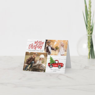 Retro Christmas Red Truck Rustic 2 FOTO Gruß Feiertagskarte