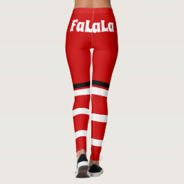 Retro Christmas Red White Fan La La La Leggings